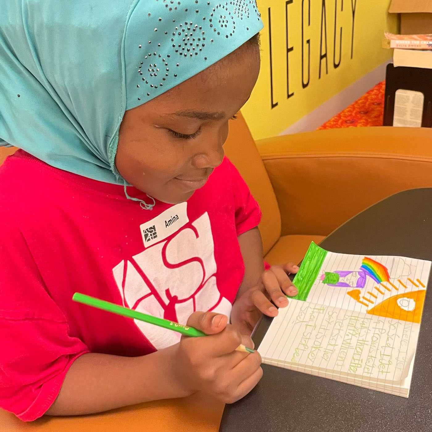 Girl working on a journal